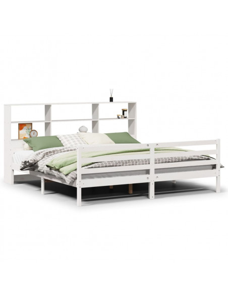 Letto Libreria senza Materasso Bianco 200x200 cm Legno di Pino