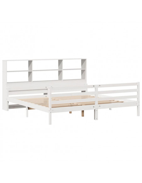 Letto Libreria senza Materasso Bianco 200x200 cm Legno di Pino