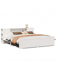 Letto Libreria senza Materasso Bianco 200x200 cm Legno di Pino