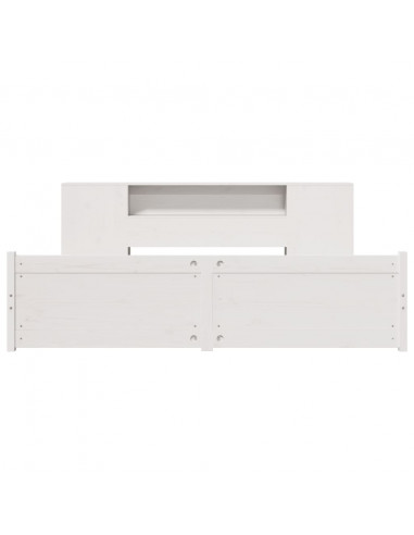 Letto Libreria senza Materasso Bianco 200x200 cm Legno di Pino