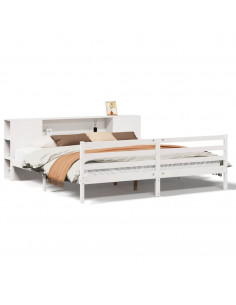 Letto Libreria senza Materasso Bianco 200x200 cm Legno di Pino