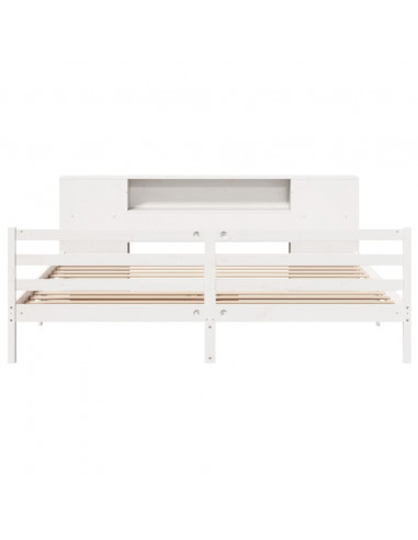 Letto Libreria senza Materasso Bianco 200x200 cm Legno di Pino
