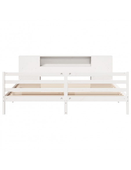 Letto Libreria senza Materasso Bianco 200x200 cm Legno di Pino