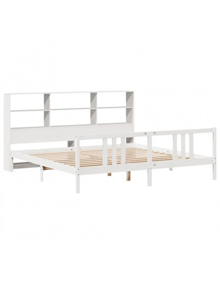 Letto Libreria senza Materasso Bianco 200x200 cm Legno di Pino