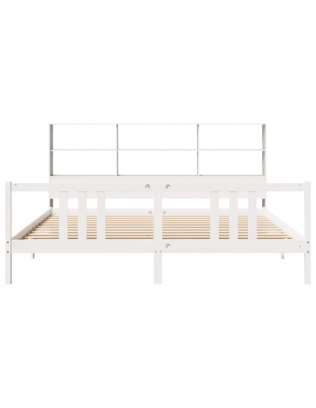 Letto Libreria senza Materasso Bianco 200x200 cm Legno di Pino