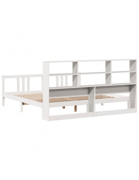 Letto Libreria senza Materasso Bianco 200x200 cm Legno di Pino