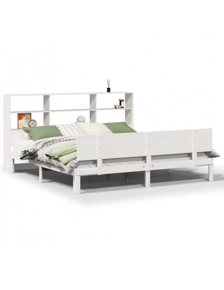 Letto Libreria senza Materasso Bianco 200x200 cm Legno di Pino