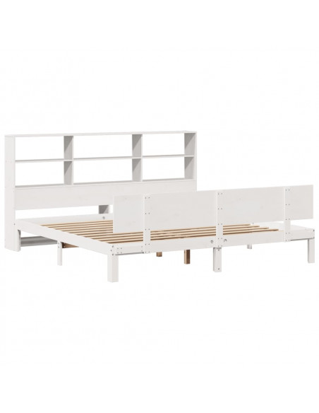 Letto Libreria senza Materasso Bianco 200x200 cm Legno di Pino