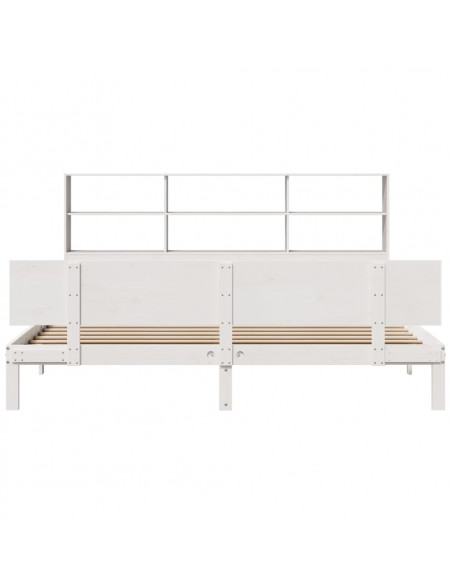 Letto Libreria senza Materasso Bianco 200x200 cm Legno di Pino