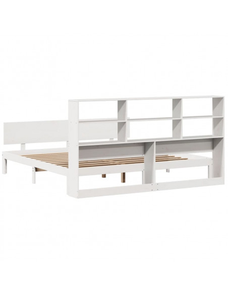Letto Libreria senza Materasso Bianco 200x200 cm Legno di Pino