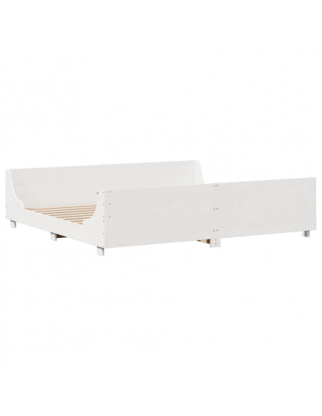 Letto Libreria senza Materasso Bianco 200x200 cm Legno Massello