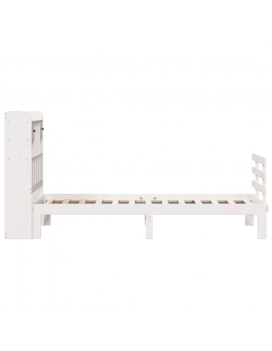Letto Libreria senza Materasso Bianco 90x190 cm Massello Pino