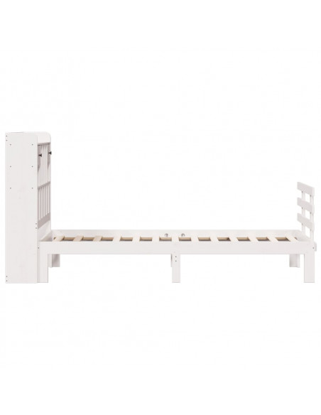 Letto Libreria senza Materasso Bianco 90x190 cm Massello Pino