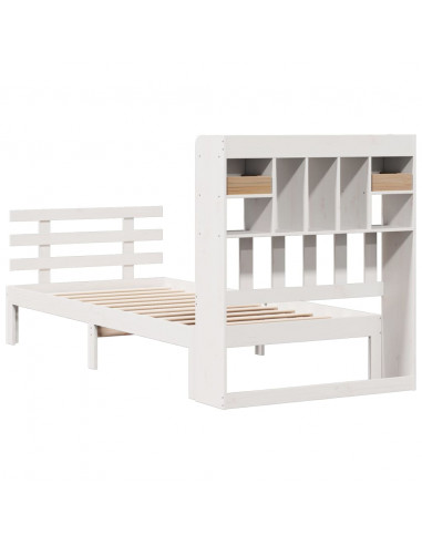 Letto Libreria senza Materasso Bianco 90x190 cm Massello Pino