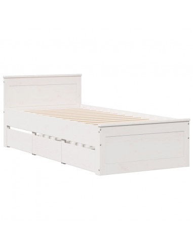 Letto Libreria senza Materasso Bianco 90x190 cm Massello Pino