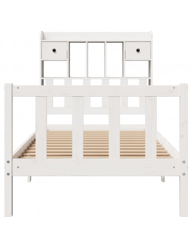 Letto Libreria senza Materasso Bianco 90x190 cm Massello Pino