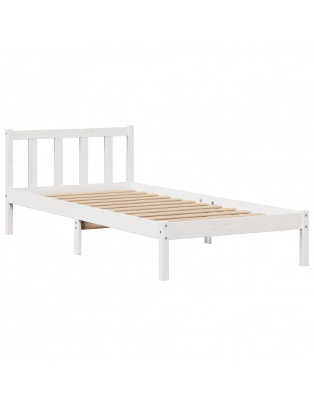 Letto Libreria senza Materasso Bianco 90x190 cm Massello Pino
