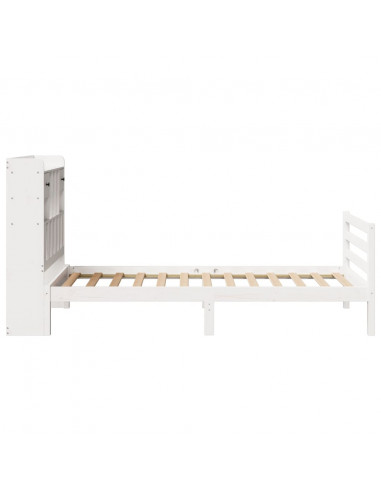 Letto Libreria senza Materasso Bianco 90x190 cm Massello Pino