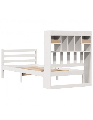 Letto Libreria senza Materasso Bianco 90x190 cm Massello Pino