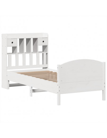 Letto Libreria senza Materasso Bianco 90x190 cm Massello Pino