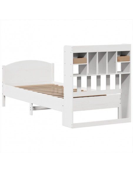 Letto Libreria senza Materasso Bianco 90x190 cm Massello Pino