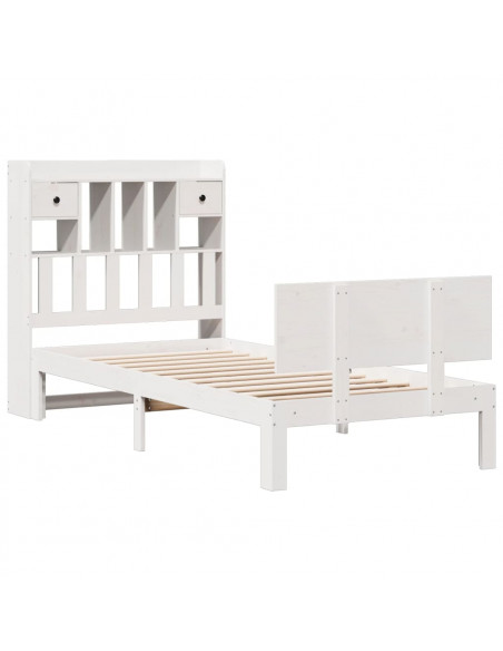 Letto Libreria senza Materasso Bianco 90x190 cm Massello Pino