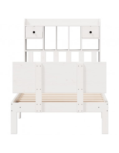 Letto Libreria senza Materasso Bianco 90x190 cm Massello Pino