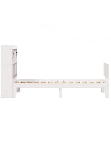 Letto Libreria senza Materasso Bianco 90x190 cm Massello Pino