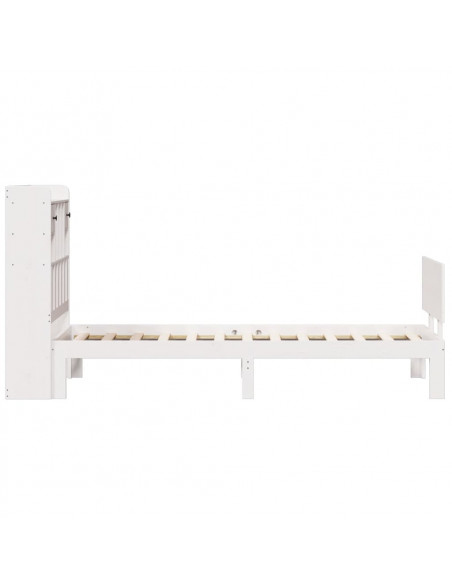 Letto Libreria senza Materasso Bianco 90x190 cm Massello Pino