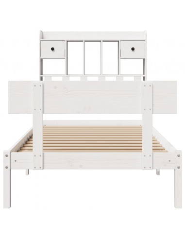 Letto Libreria senza Materasso Bianco 90x190 cm Massello Pino