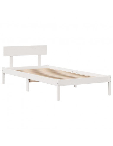 Letto Libreria senza Materasso Bianco 90x190 cm Massello Pino