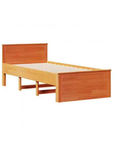 Letto Libreria senza Materasso Marrone Cera 100x200 cm in Pino