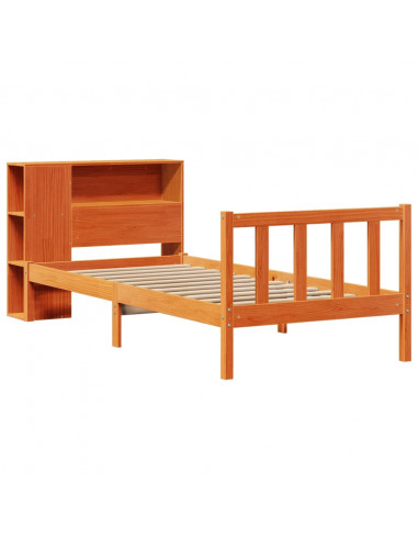 Letto Libreria senza Materasso Marrone Cera 100x200 cm in Pino