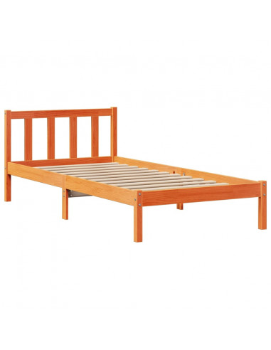 Letto Libreria senza Materasso Marrone Cera 100x200 cm in Pino