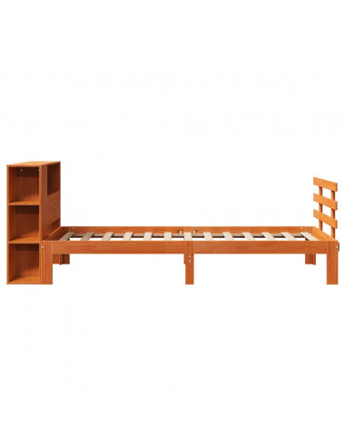 Letto Libreria senza Materasso Marrone Cera 100x200 cm in Pino