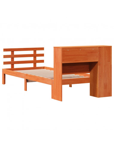 Letto Libreria senza Materasso Marrone Cera 100x200 cm in Pino