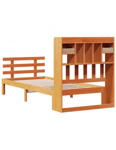 Letto Libreria senza Materasso Marrone Cera 100x200 cm in Pino