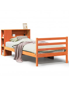 Letto Libreria senza Materasso Marrone Cera 100x200 cm Legno