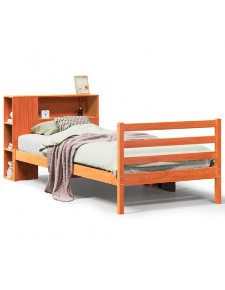 Letto Libreria senza Materasso Marrone Cera 100x200 cm Legno