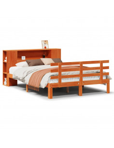 Letto Libreria senza Materasso Marrone Cera 120x190 cm in Pino