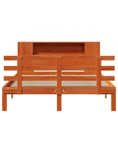 Letto Libreria senza Materasso Marrone Cera 120x190 cm in Pino