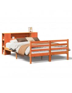 Letto Libreria senza Materasso Marrone Cera 120x190 cm in Pino