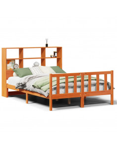 Letto Libreria senza Materasso Marrone Cera 120x190 cm in Pino