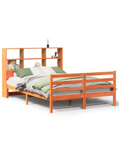 Letto Libreria senza Materasso Marrone Cera 120x190 cm Legno