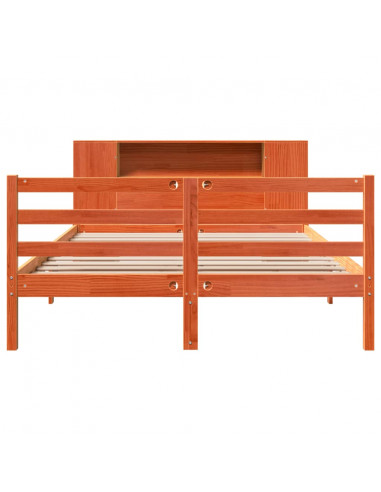 Letto Libreria senza Materasso Marrone Cera 135x190 cm in Pino