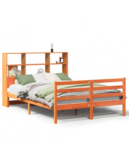 Letto Libreria senza Materasso Marrone Cera 135x190 cm Legno