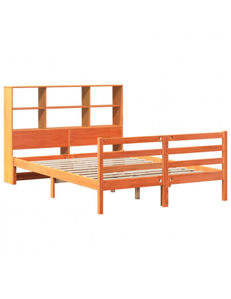 Letto Libreria senza Materasso Marrone Cera 135x190 cm Legno