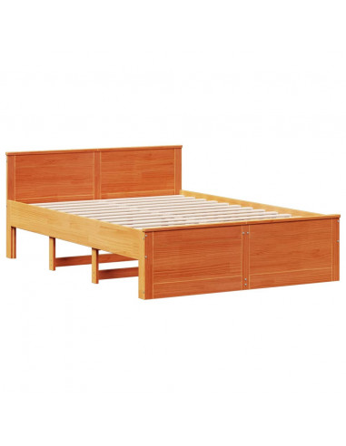 Letto Libreria senza Materasso Marrone Cera 140x190 cm in Pino
