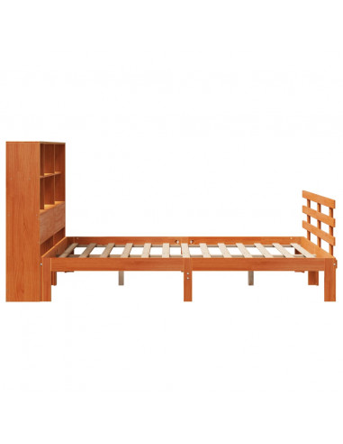 Letto Libreria senza Materasso Marrone Cera 140x190 cm in Pino