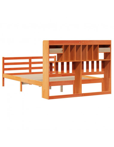 Letto Libreria senza Materasso Marrone Cera 140x190 cm in Pino